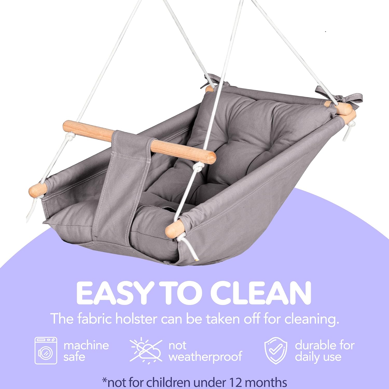 CaTeam Canvas Babyschommel voor Peuters – Binnen/Buiten Hangstoel voor Tuin & Speelkamer met Veiligheidsgordel – Houten Kinderzitje vanaf 12 maanden – Ivoor CaTeam Canvas Babyschommel voor Peuters – Binnen/Buiten Hangstoel voor Tuin & Speelkamer met Veiligheidsgordel – Houten Kinderzitje vanaf 12 maanden – Ivoor