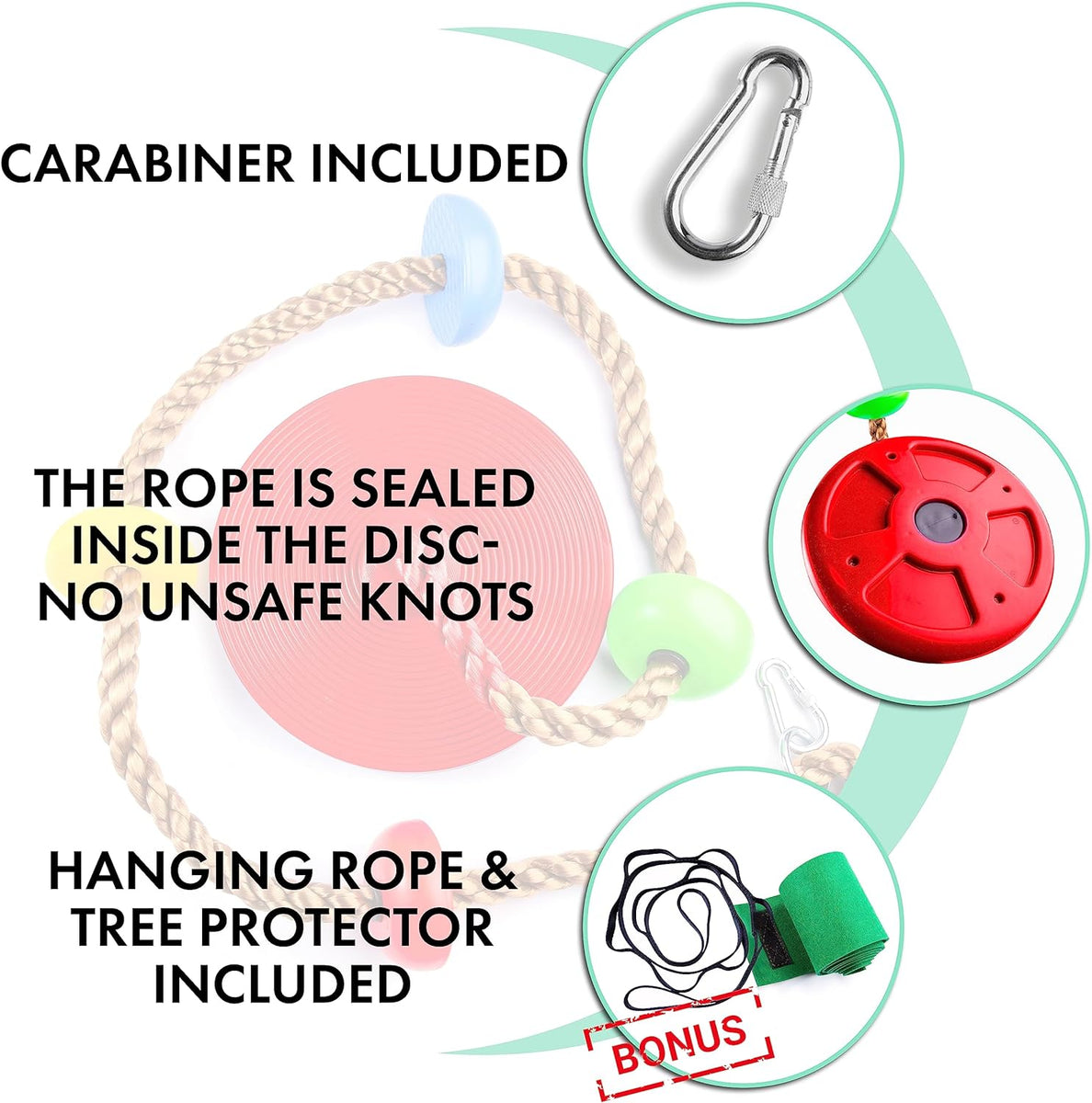 Copy of Cateam Tree Disc Swing Climbing Rope for Kids and Adults for O ...