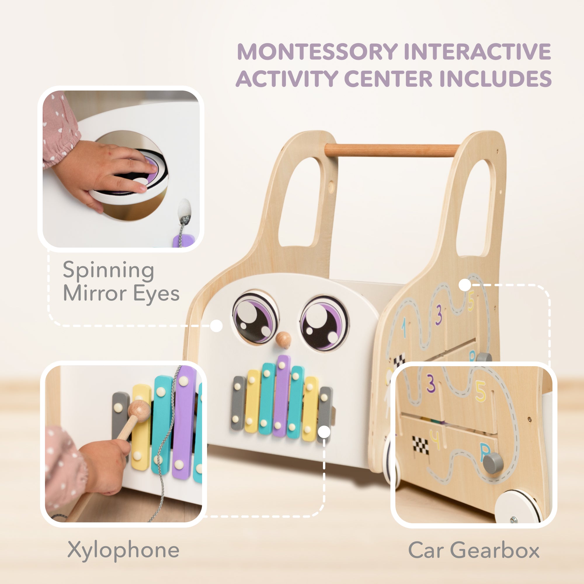 1 Year Old Boy Toys BABY JOY Wooden Baby Walker, Push And Pull Sit-to ...